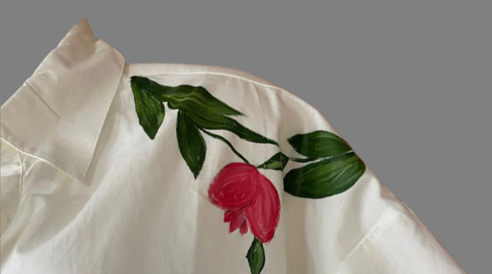 Canvas hand painted White Shirt