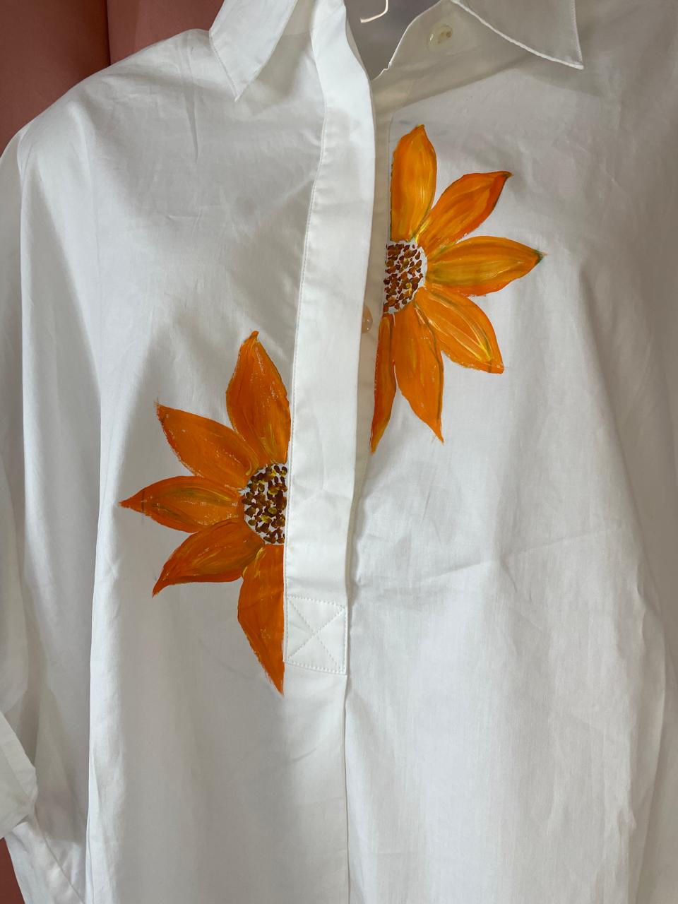 Canvas White Hand-painted Shirts