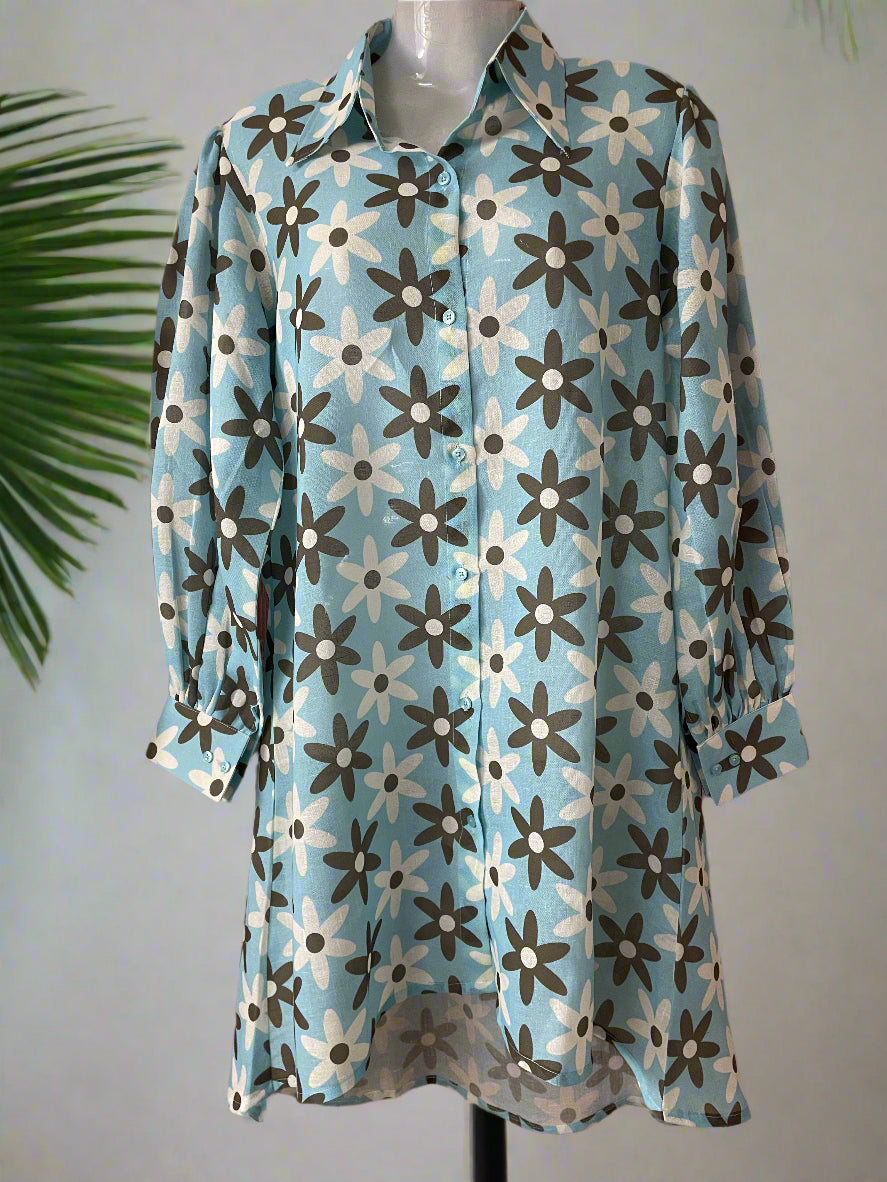 Sky Petal Shirt Dress
