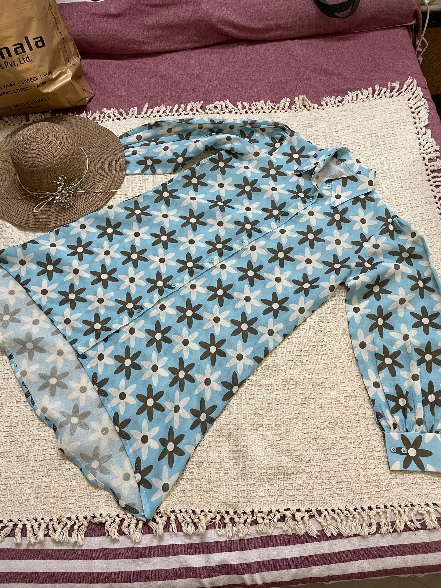 Sky Petal Shirt Dress
