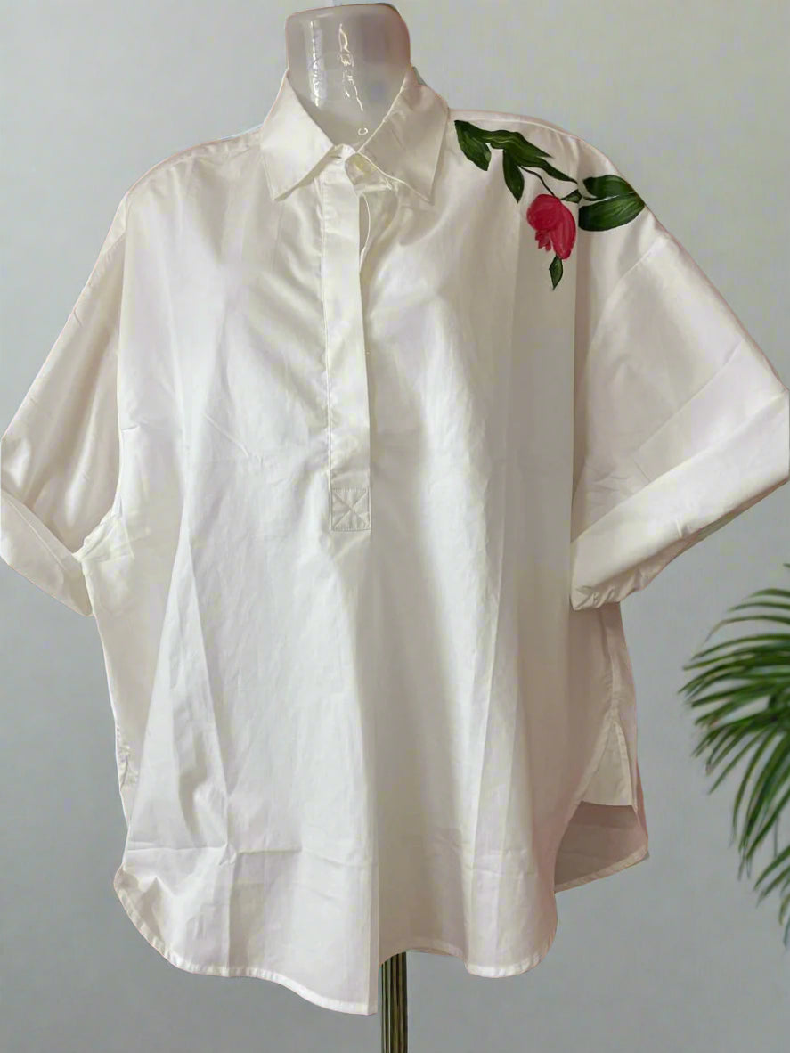 Canvas hand painted White Shirt