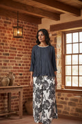 Pearl Mist Pleated Top & Linen pant Set