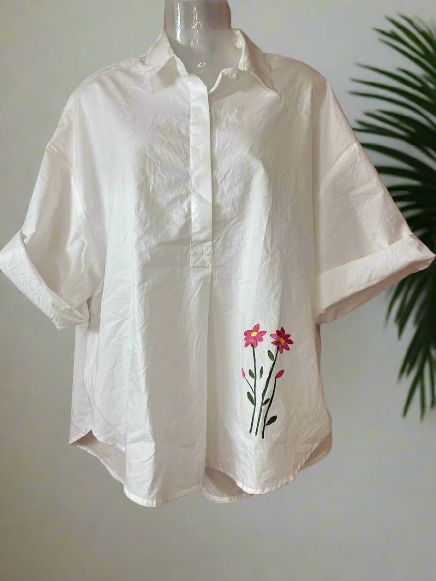 Canvas White Hand-painted Shirts