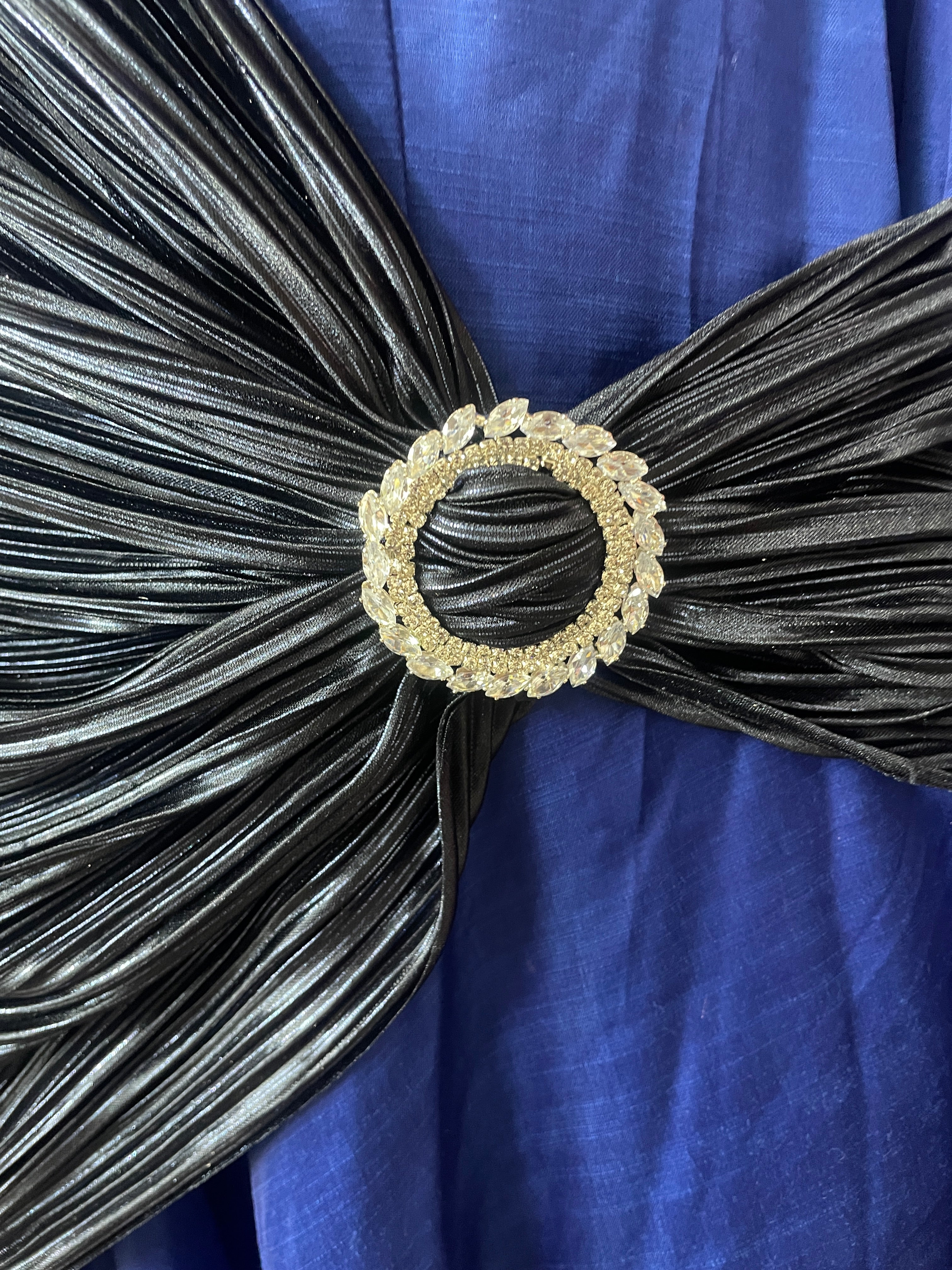 Midnight Sapphire Drape Gown