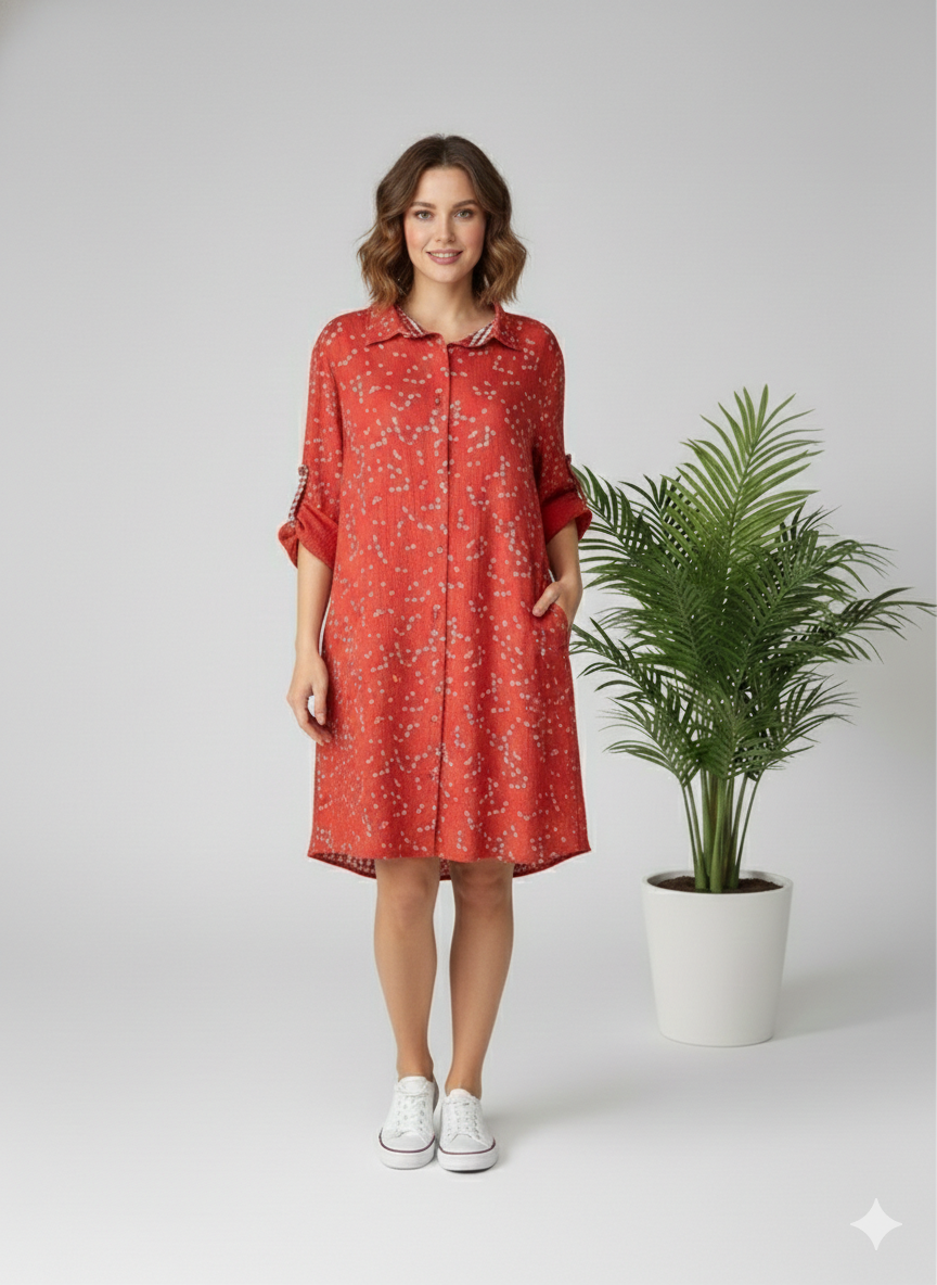 Red meadow shirt dress