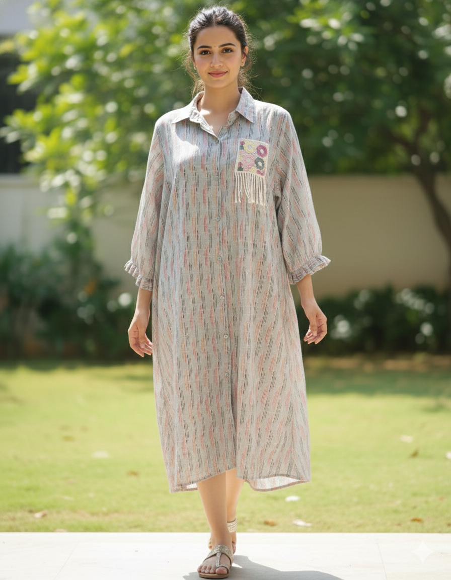 Linen Loom Shirt Dress (5)