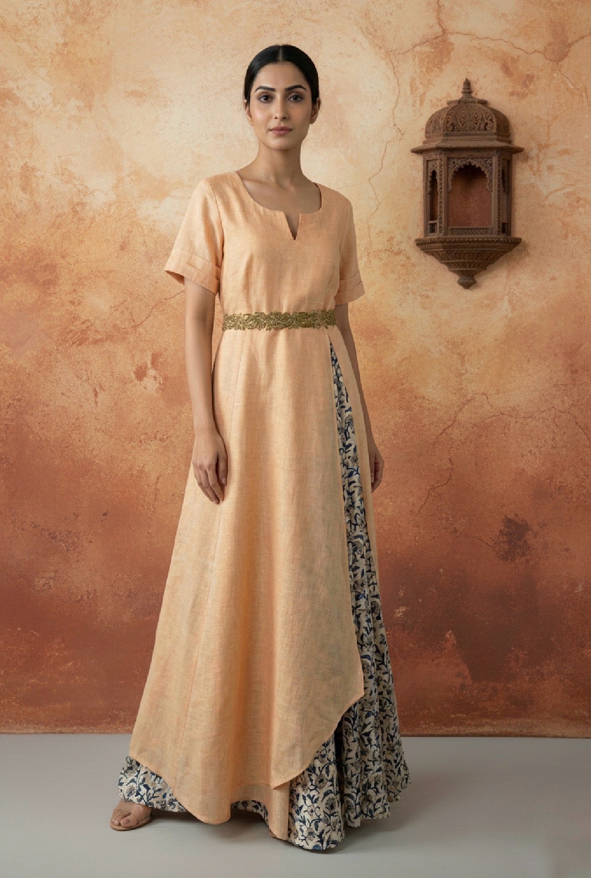 Meher Peach  Linen Gown