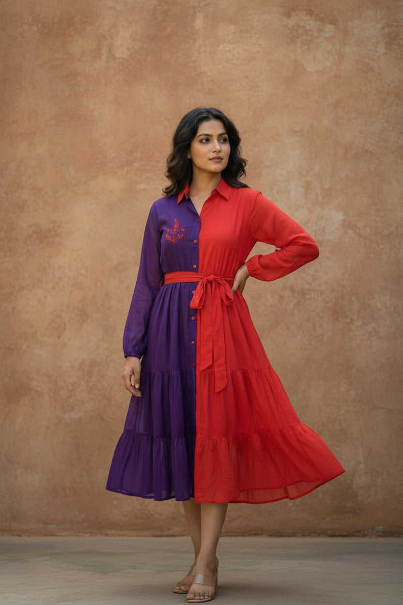 Saffron Orchid Shirt Dress