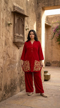 Crimson Gleam Kurti Coord Set