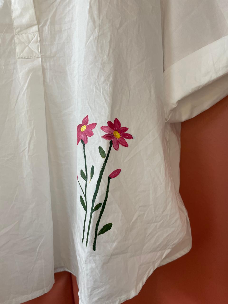 Canvas White Hand-painted Shirts