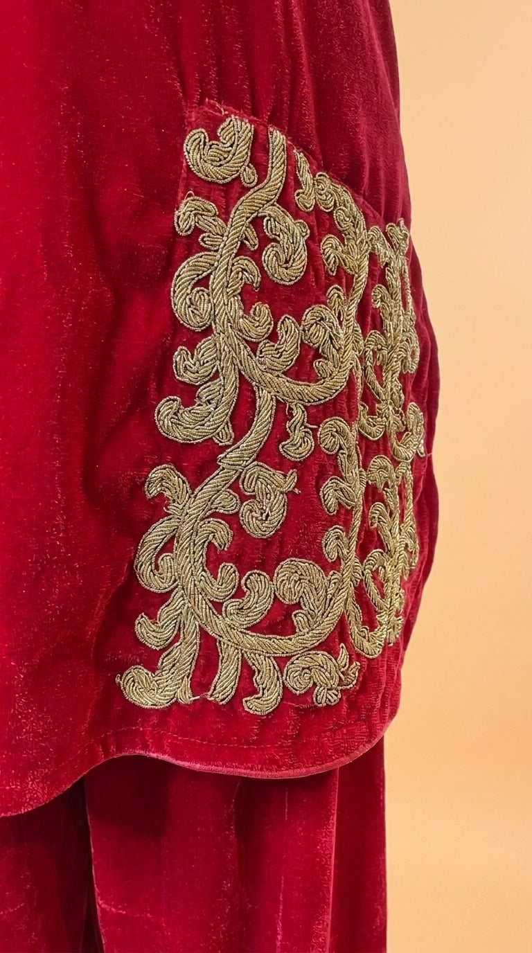 Crimson Gleam Kurti Coord Set