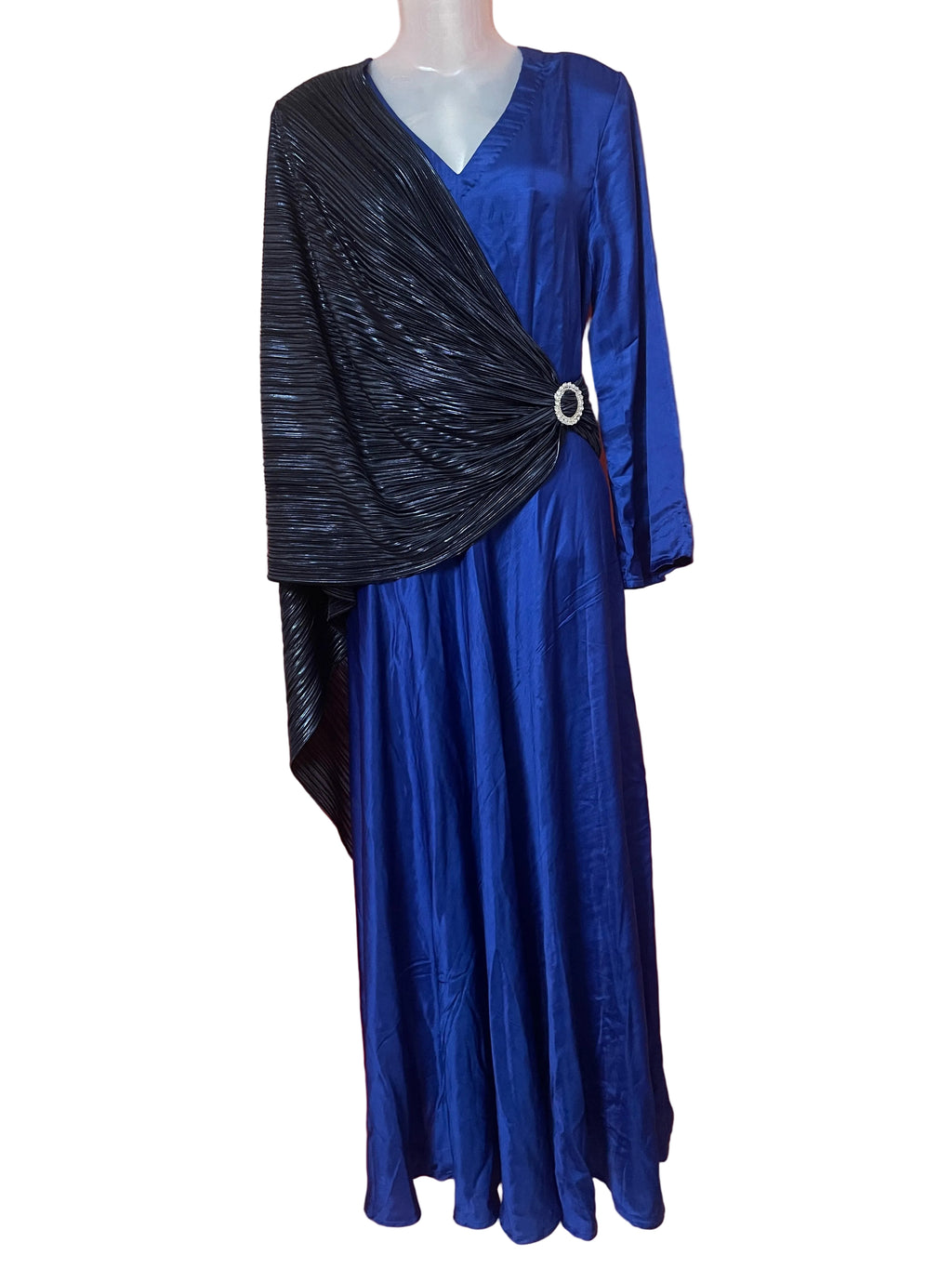 Midnight Sapphire Drape Gown