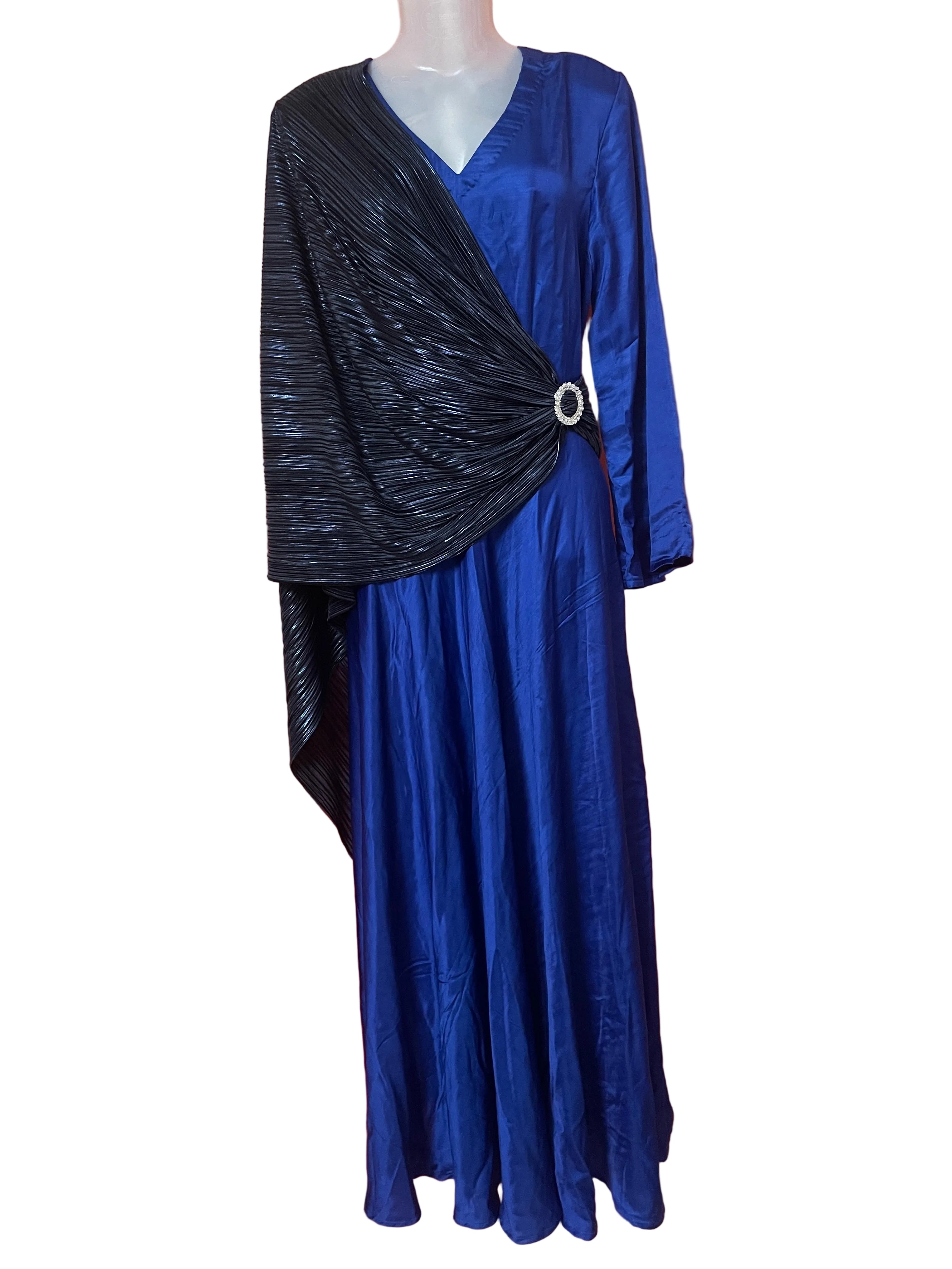 Midnight Sapphire Drape Gown