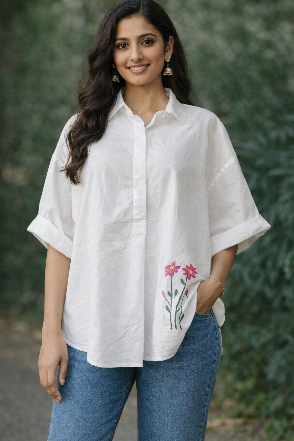 Canvas White Hand-painted Shirts