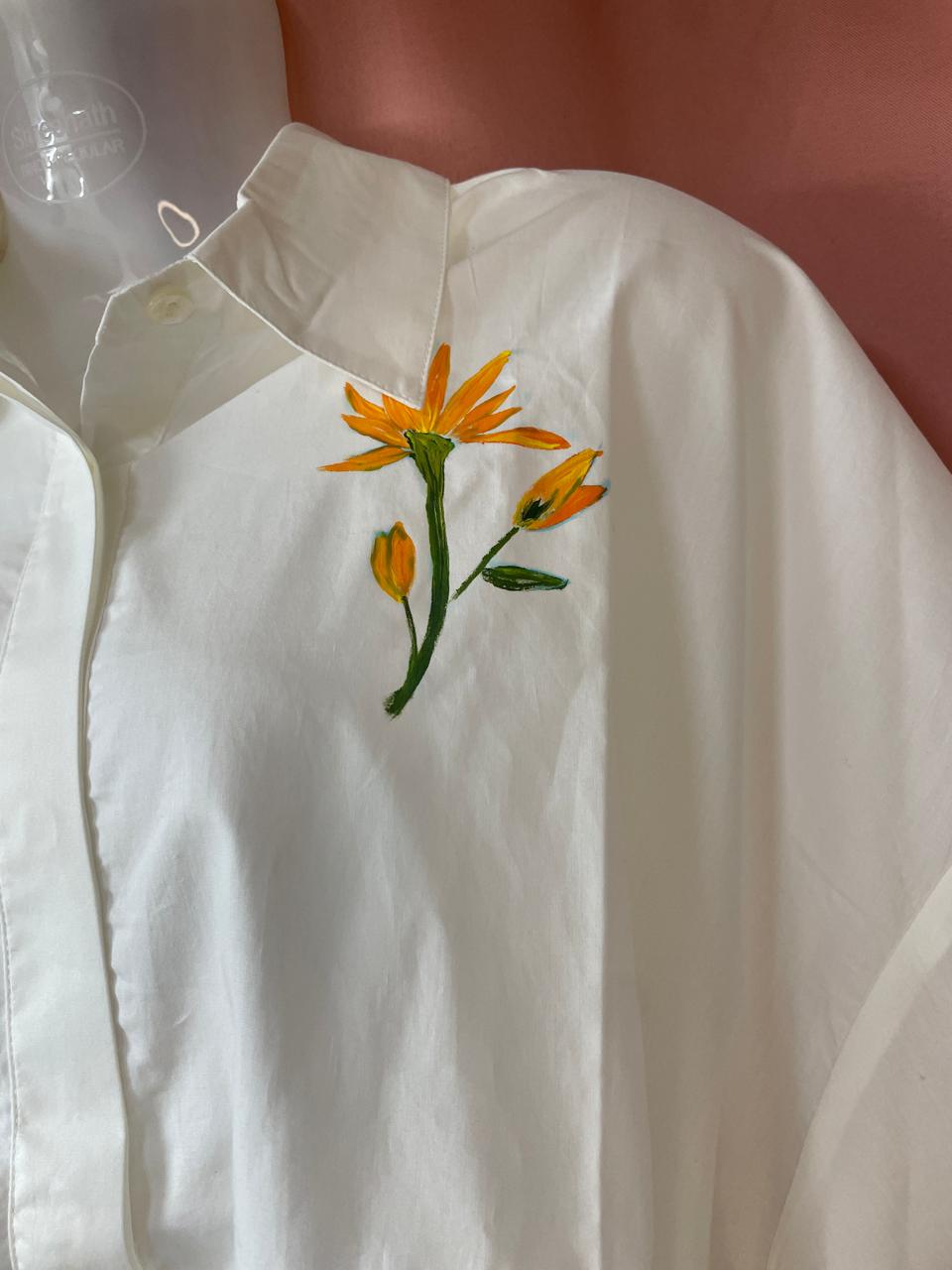 Cotton White Hand-painted Shirts