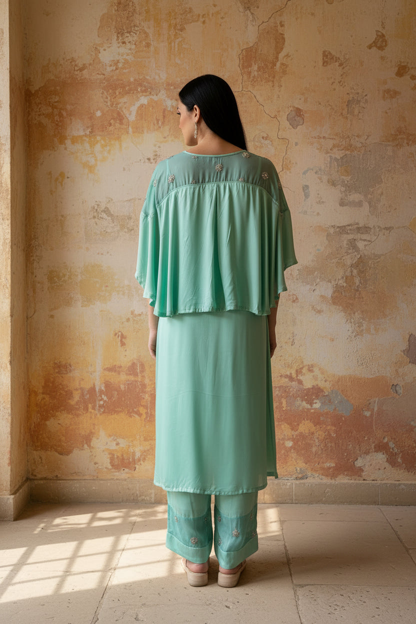 Mint Aura Cape Coord Set