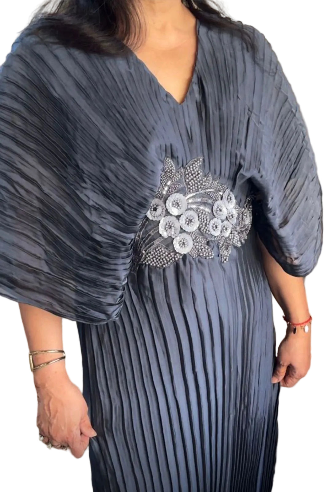 Moonlit Mist Pleated Gown