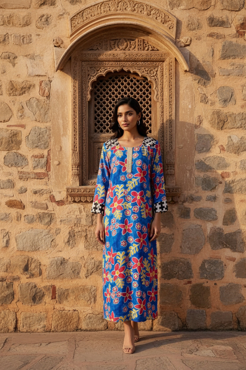Azure Bloom Maxi Dress