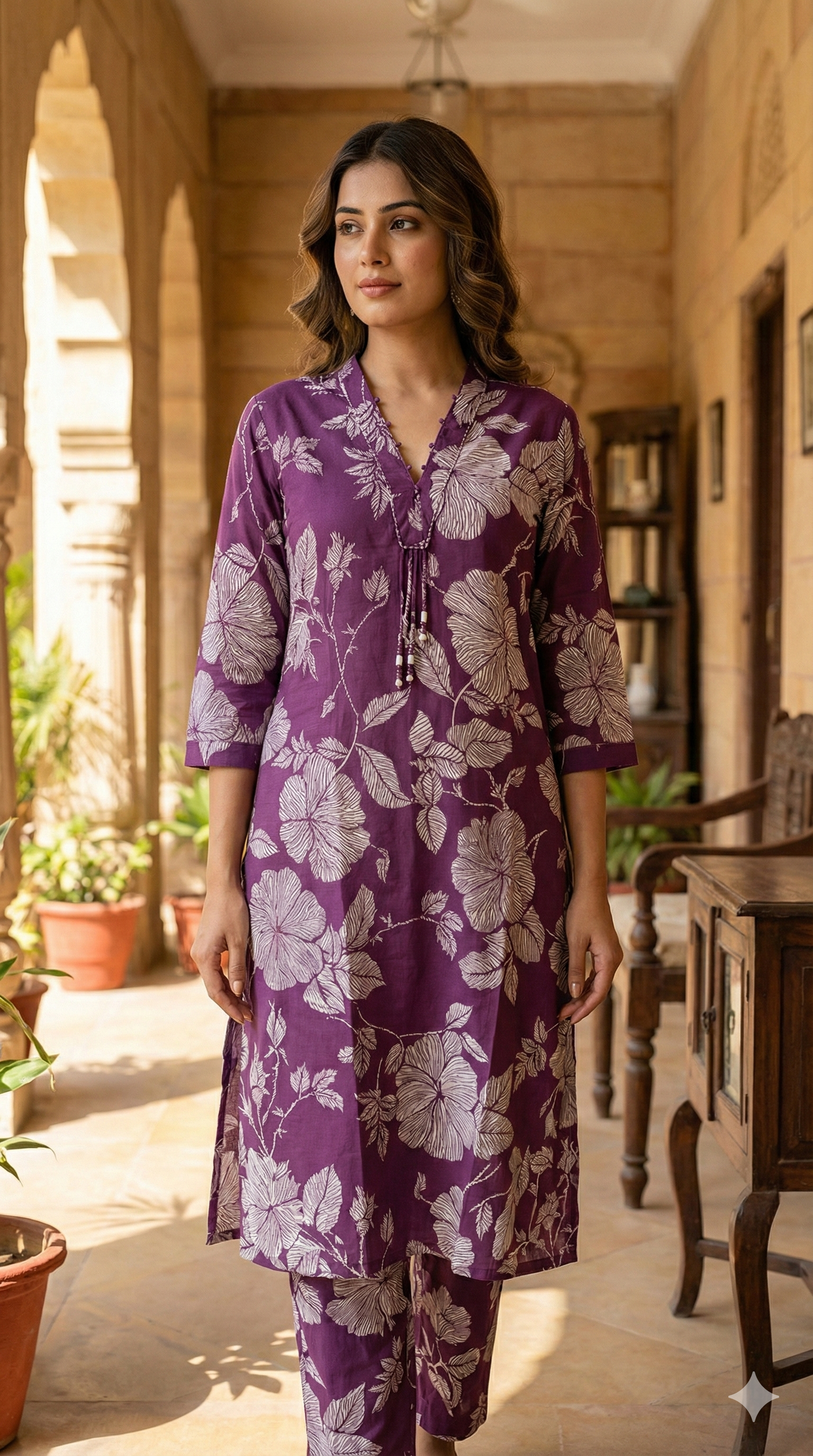 Purple Mirage Kurti  Coord Set