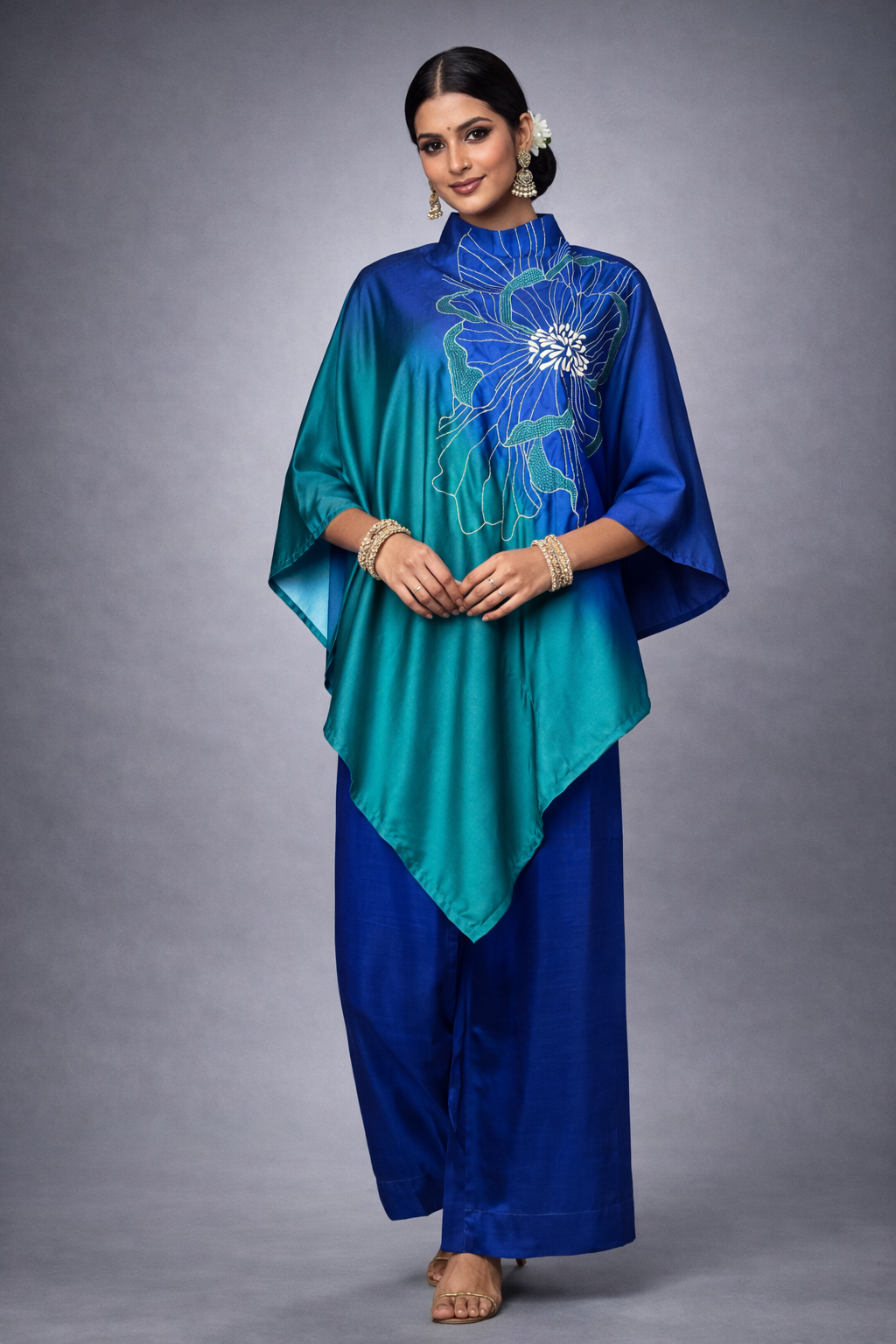 Bluefern Embroidered modal satin Coord