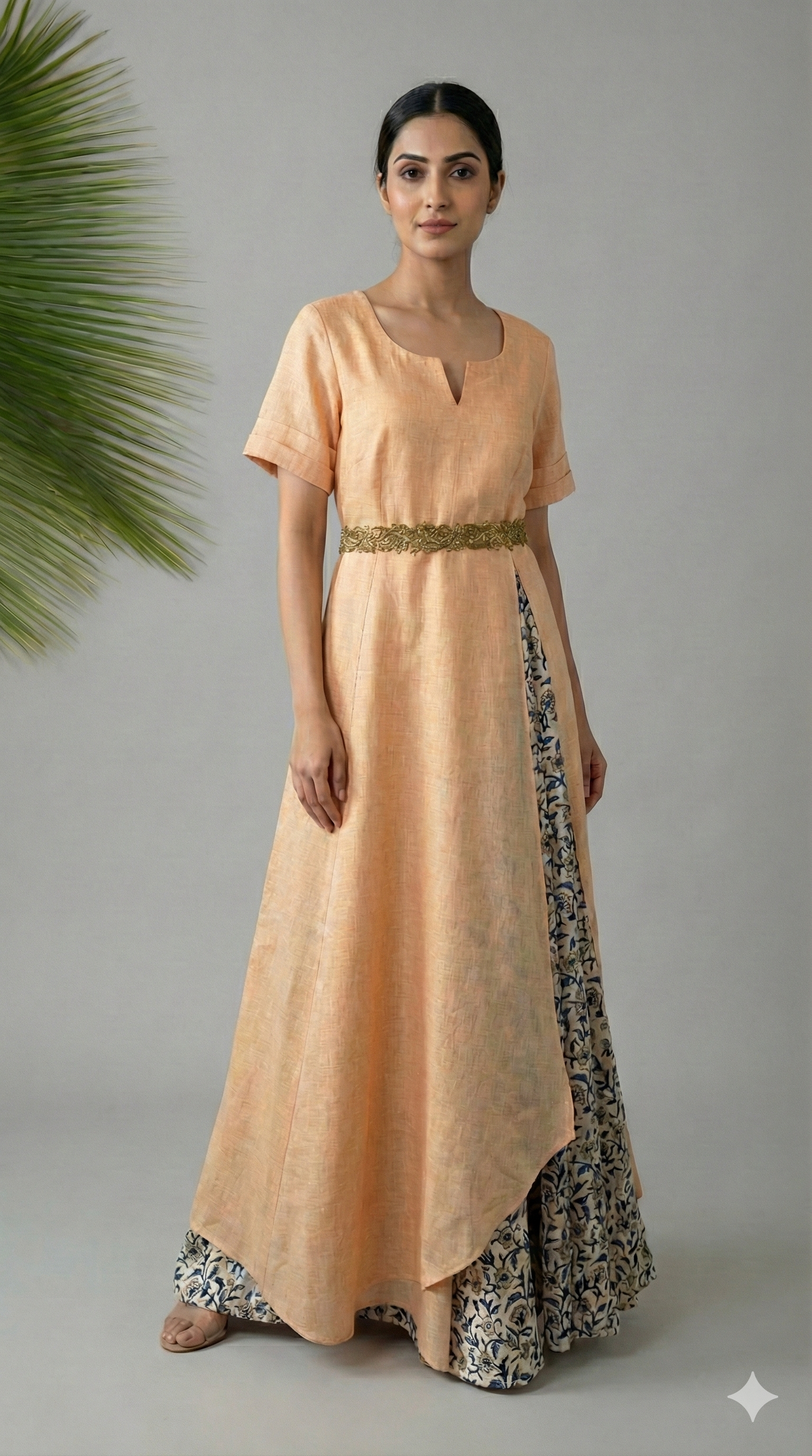Meher Peach  Linen Gown