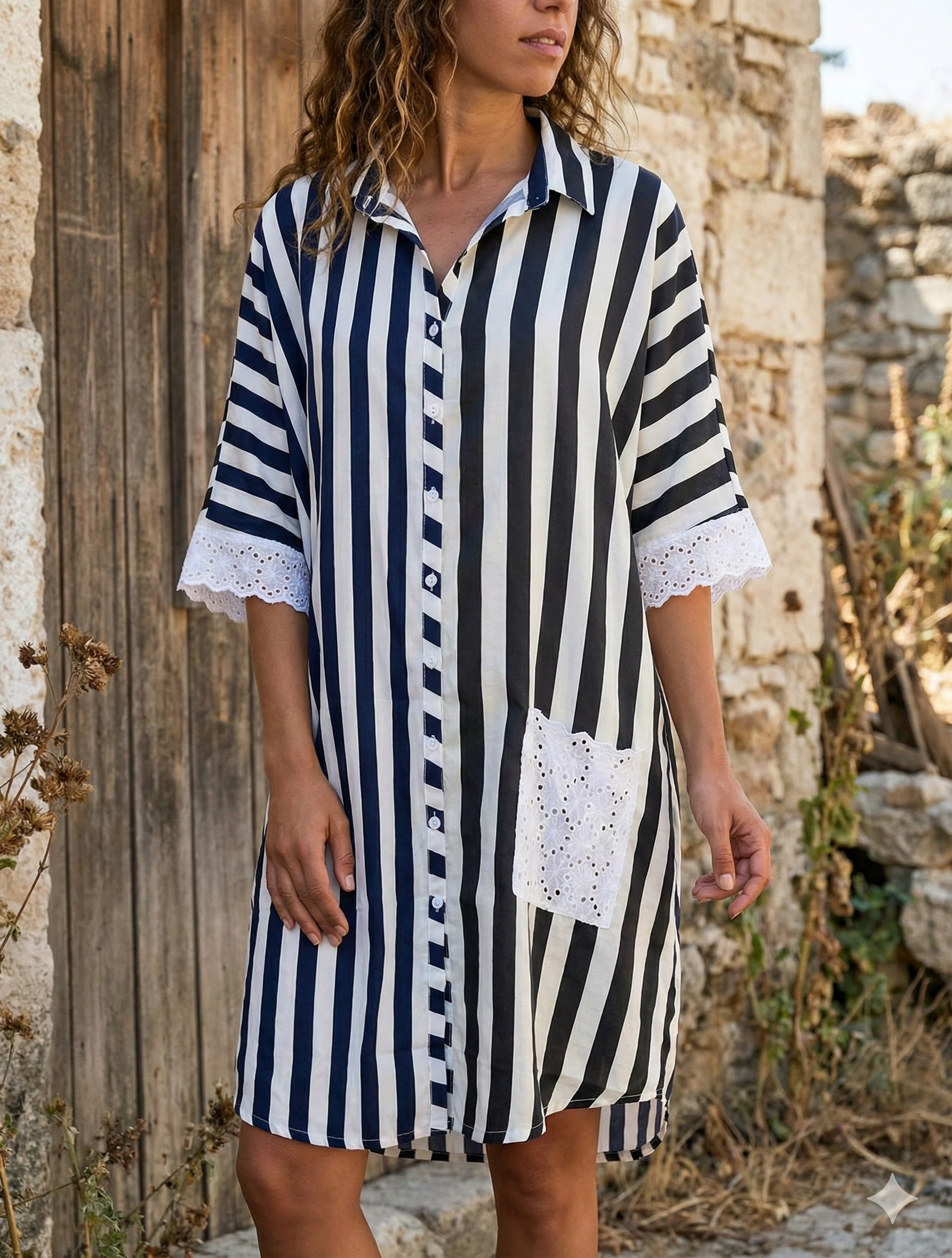 Candy Stripe Schiffli Pocket Shirt