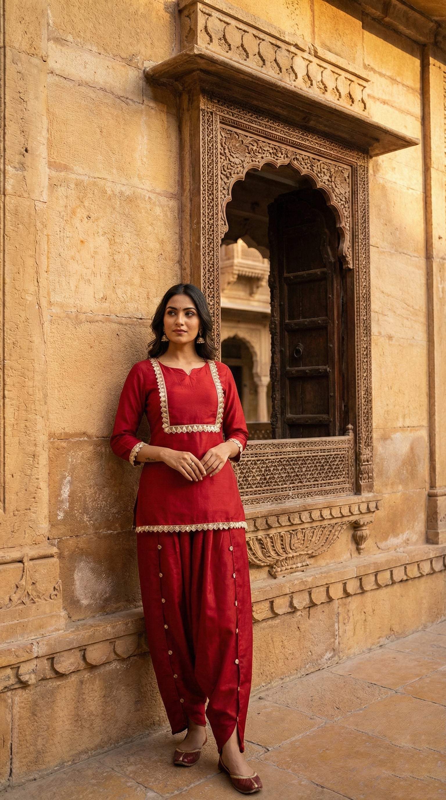 Ruby Glow Kurti Harem Coord Set