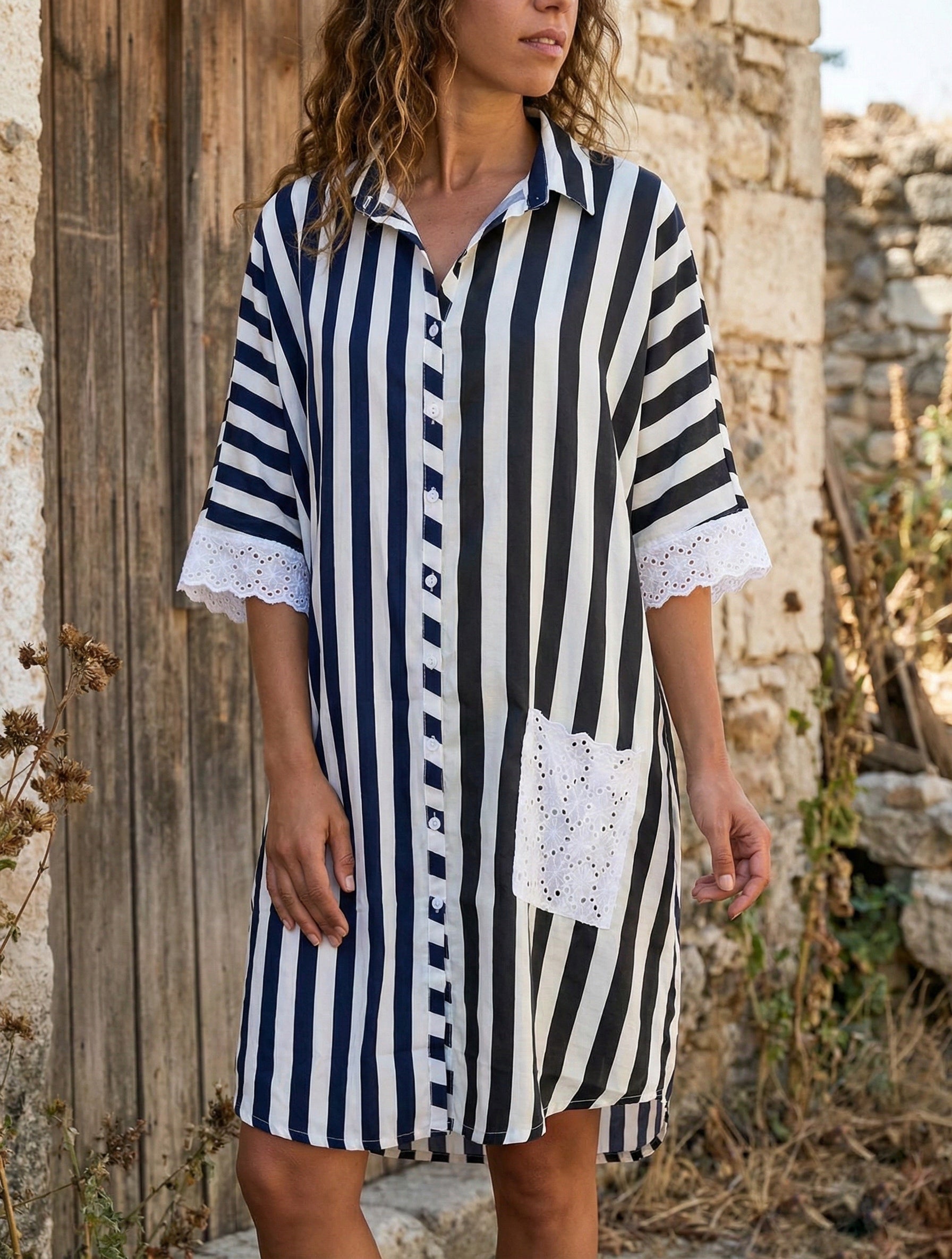 Candy Stripe Schiffli Pocket Shirt