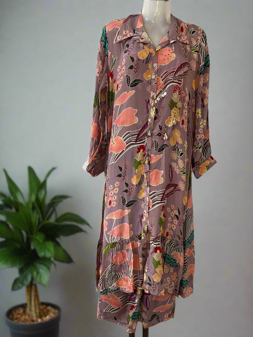 Rose Amethyst Crepe Coord Set