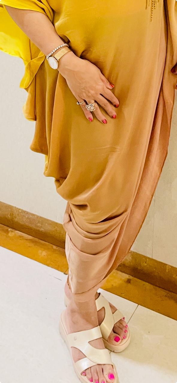 Bronze Sunset Cowl Dress