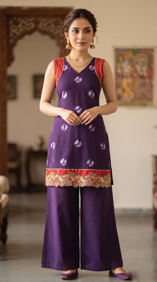 Purple Bandhani Charm Tunic