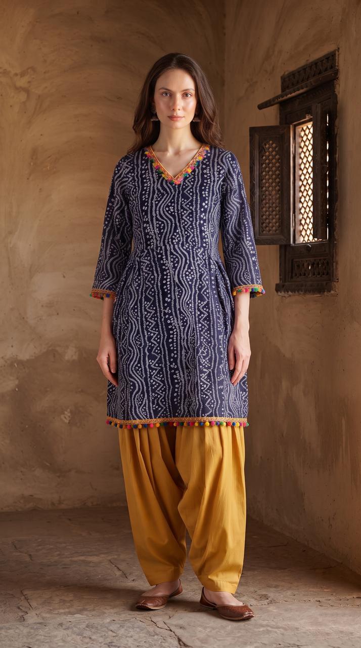 Royal Bandhani Kurti Charm Set