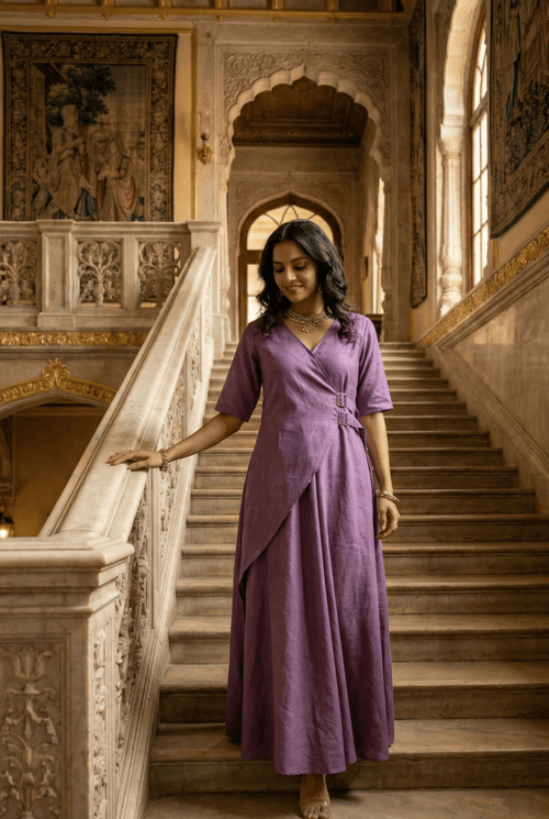 Aira Cotton Linen Gown - Silver Lining
