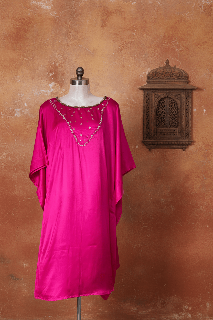 Antique Satin Kaftan Kurti - Silver Lining