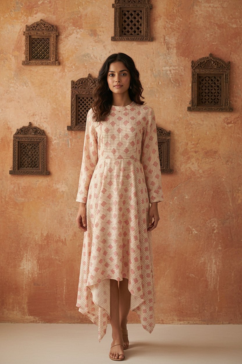 Assym Linen Dress - Silver Lining
