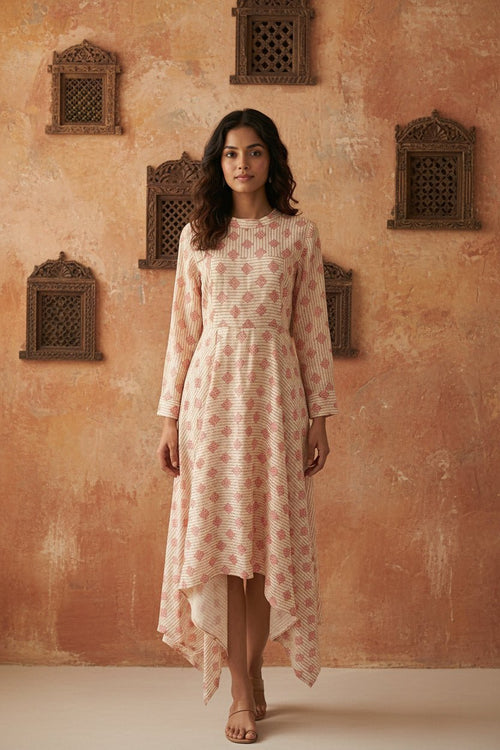 Assym Linen Dress - Silver Lining