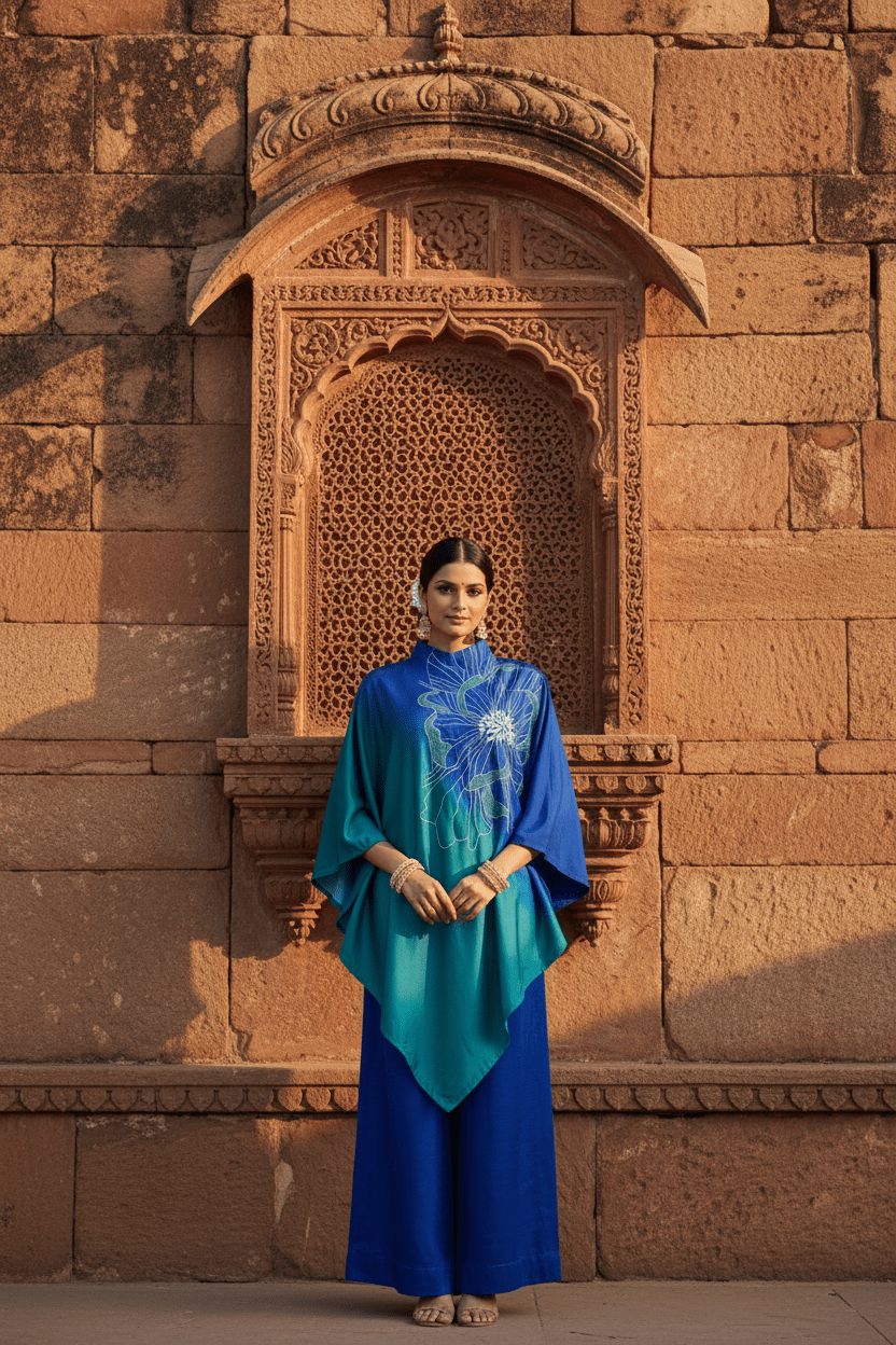 Bluefern Embroidered modal satin Coord - Silver Lining