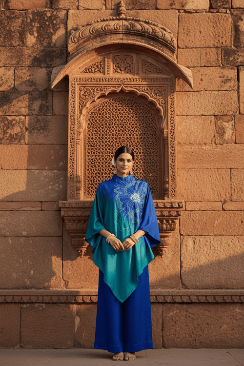 Bluefern Embroidered modal satin Coord - Silver Lining