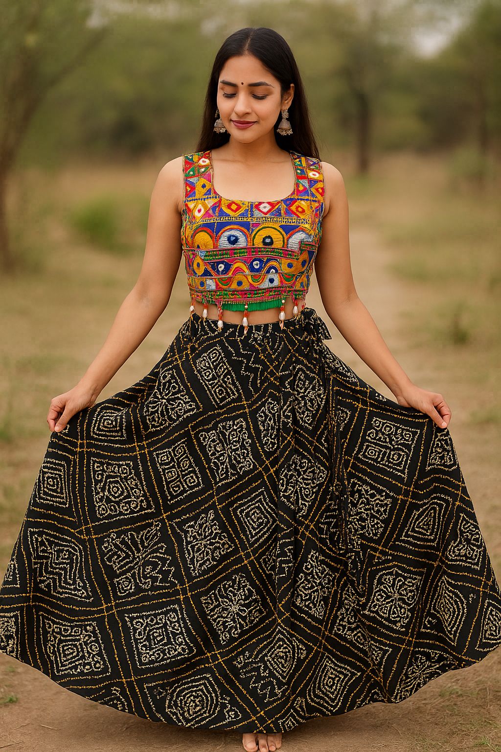 Meera Flare Bandhni Skirt