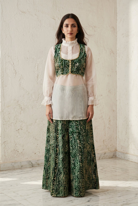 Emerald Bandhani Elegance Coord Set