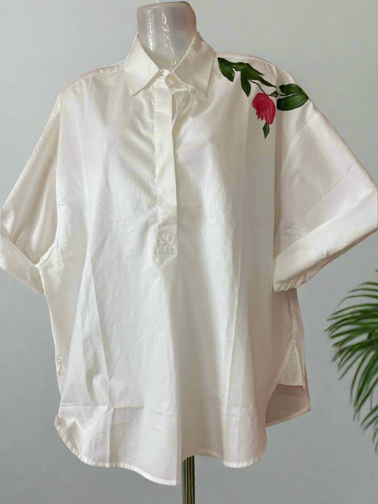 Canvas hand painted White Shirt