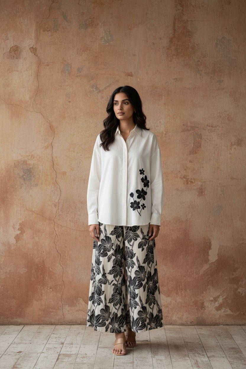 Everyday Cotton Shirt and Linen Pant Muse Set - Silver Lining