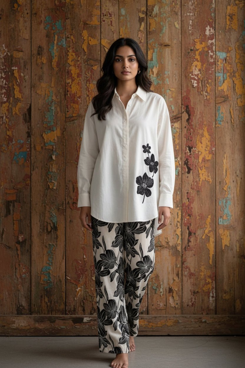 Everyday Cotton Shirt and Linen Pant Muse Set - Silver Lining