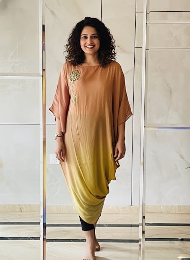 Golden Mocha Cowl Kaftan Tunic - Silver Lining
