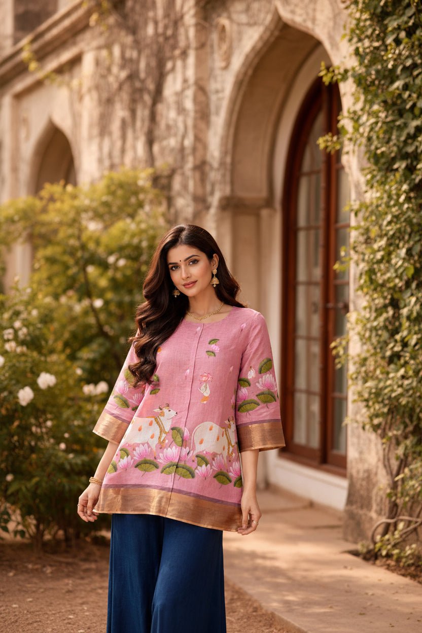 Gulmohar Breeze Kurti Set - Silver Lining