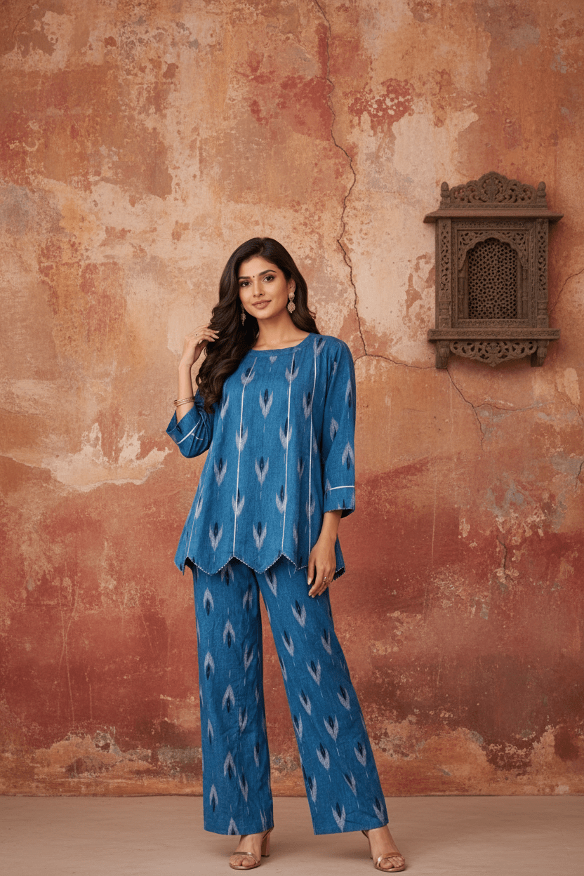 Indigo Ikat Aura Coord Set - Silver Lining