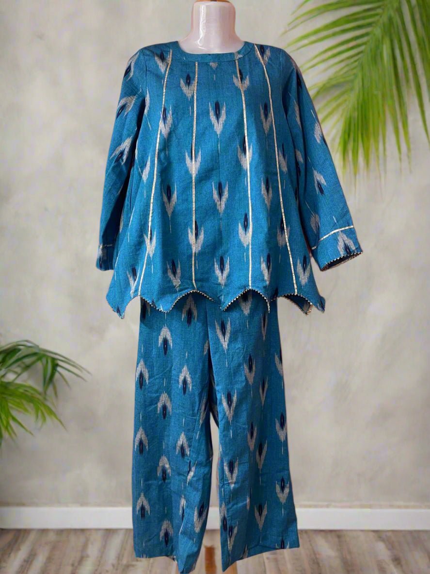 Indigo Ikat Aura Coord Set - Silver Lining