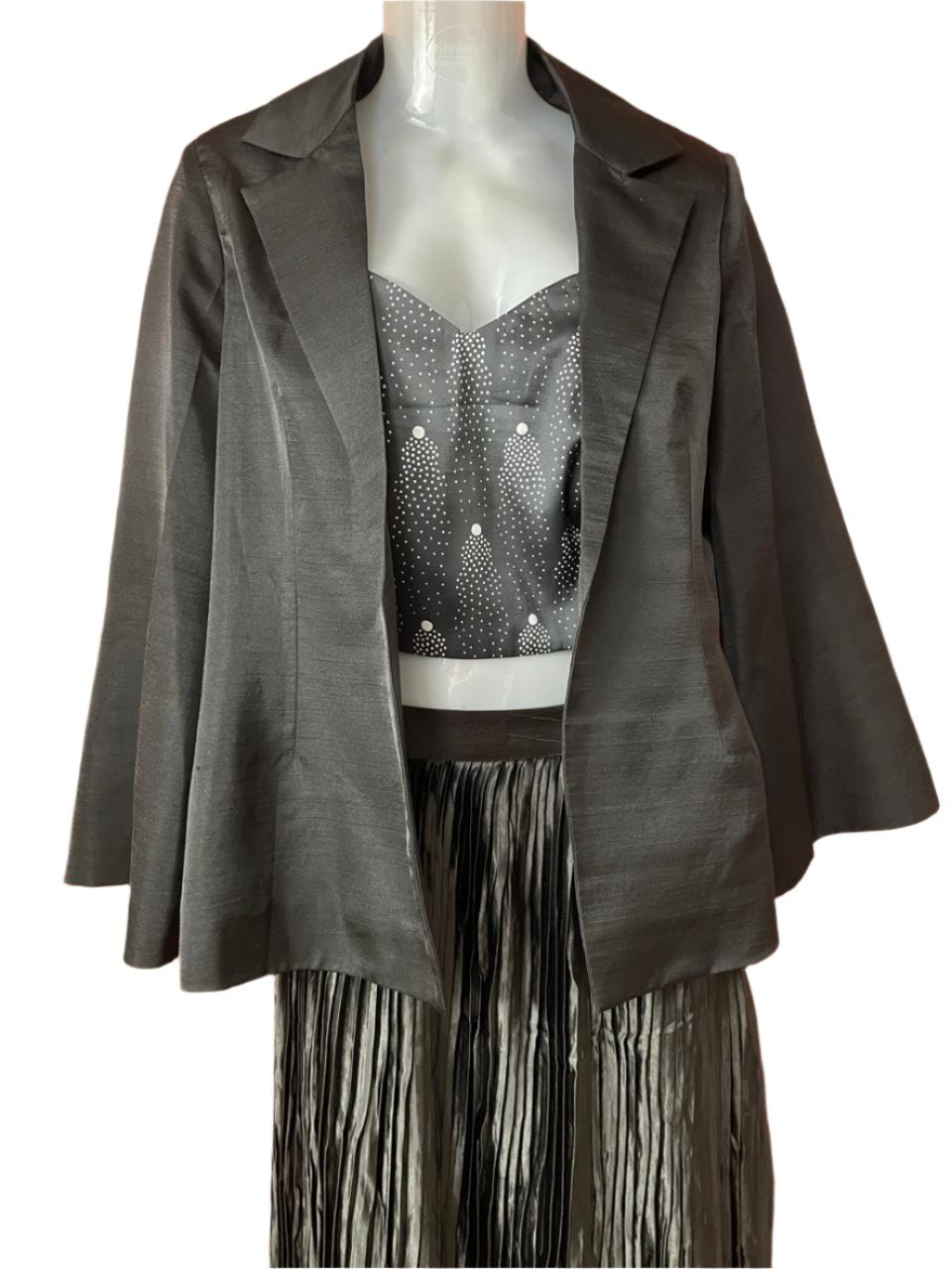 Midnight Muse Skirt Blazer Set - Silver Lining