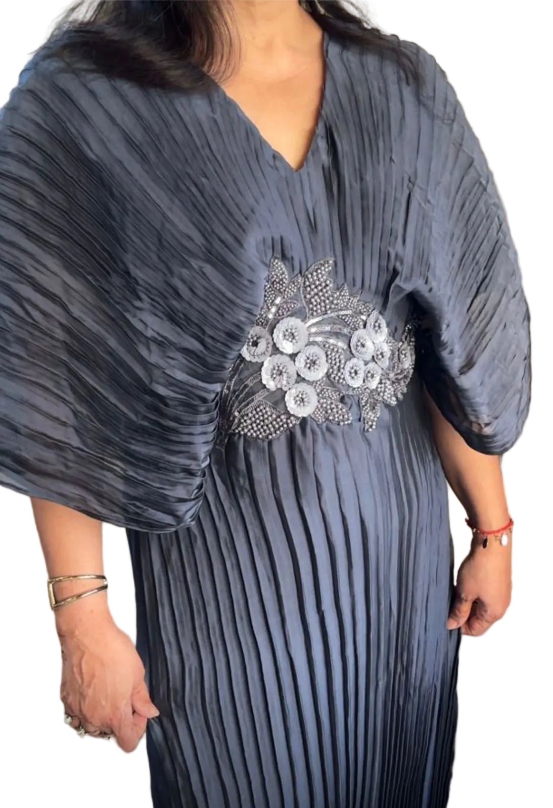 Moonlit Mist Pleated Gown - Silver Lining