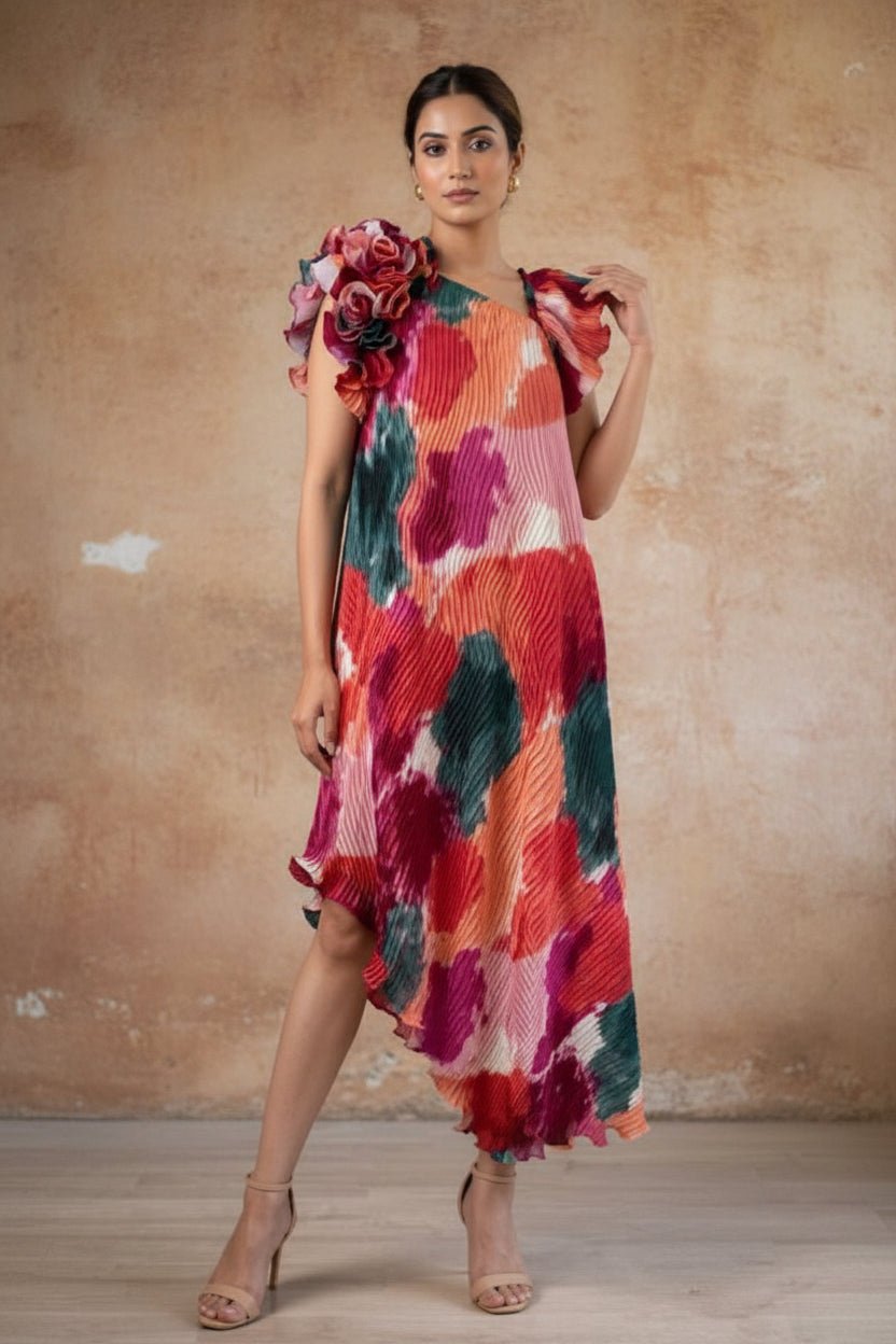 Nebula Ruffle Dress - Silver Lining